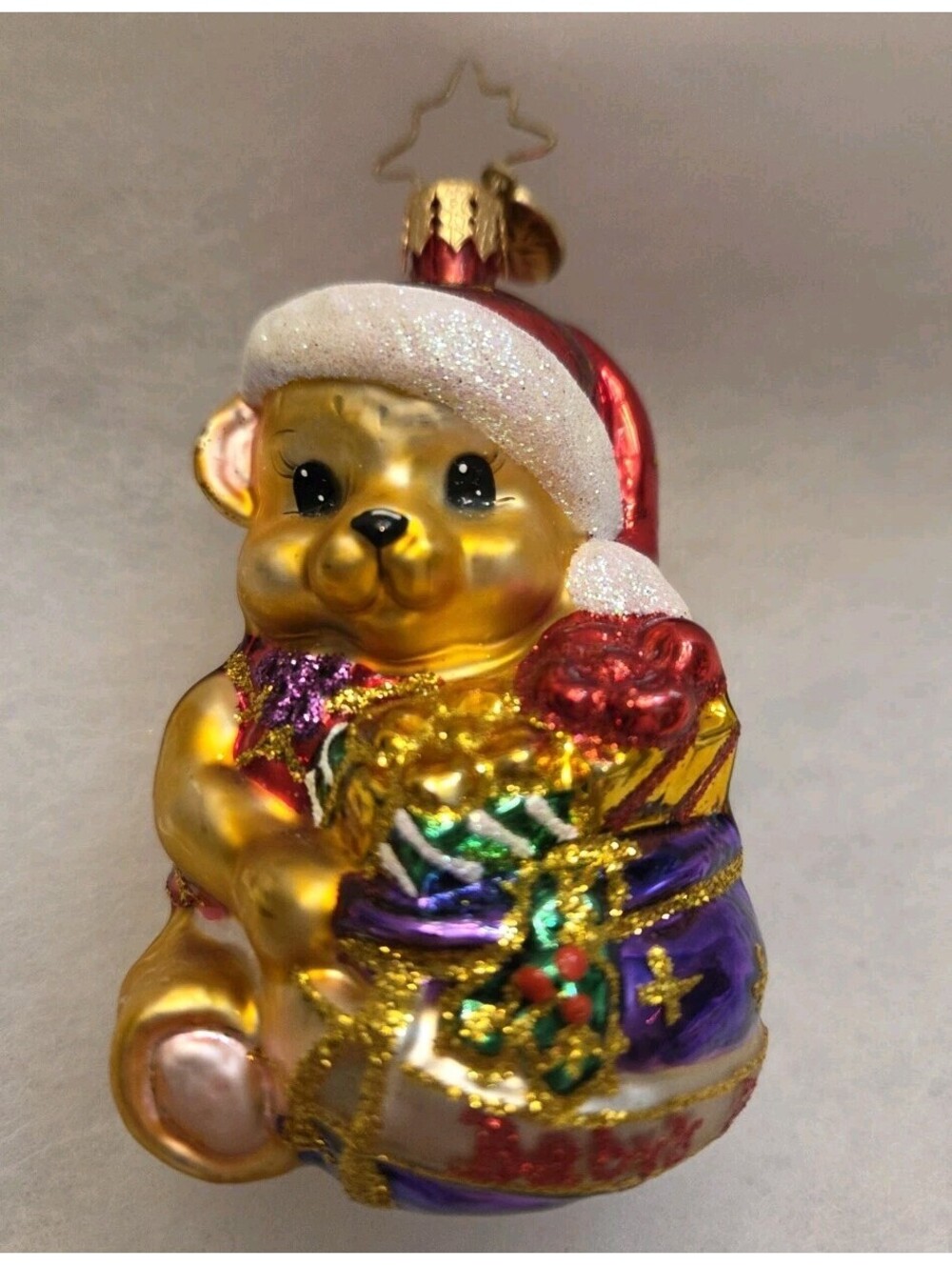 Rare- Christopher Radko Bear w/Toys Baby's First Christmas Glass Ornament, Mint